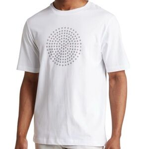 NEW $95 Size S Theory Ryder White Concentric Logo 100% Cotton Graphic T-Shirt